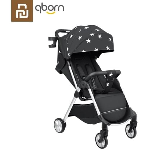 Youpin QBORN Multifunctional Gravity Folding Baby Stroller 1s self-Retracting Stroller with Shock-absorbing&360° Rotating Wheels