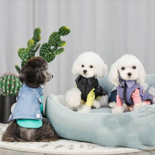 Dog Denim Jacket Vest Pet Cat Cowboy Coat Puppy Clothing For Small Dogs Jeans Jacket Dog Vest Coat Puppy Outfits Cat Clothes