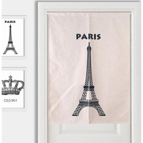 Effiel Tower Crown Glasses Door Curtain Linen Tapestry Study Bedroom Home Decor Kitchen Curtains Customizable/85x120cm/85x90cm