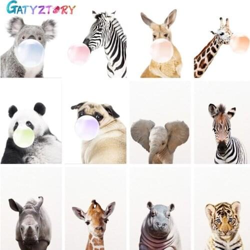 GATYZTORY 60x75cm Frame Diy Oil Painting By Bumbers Kits Animals Abstract Acrylic Paint By numbers For Adults Home Decor