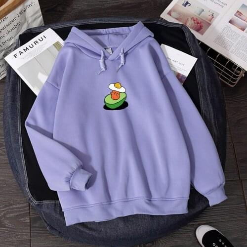 Harajuku Kawaii Hoodies Autumn Women Avocado Print Plus Size Sweatshirt Ladies Long Sleeve Pink Kpop Streetwear Top Female