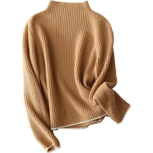 High Street Mock Neck Sweater Women 30% Cashmere+70% Wool Sweaters for Women Fashion Winter Fall Sweaters for Women