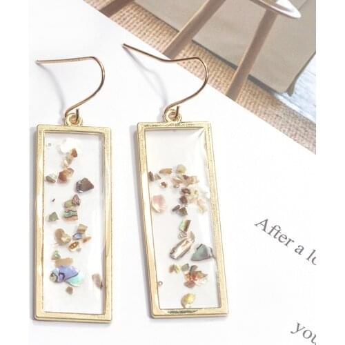 Korean Earring Trendy Fashion Drop Earrings Transparent Square Inlaid Shell Earrings Design Earrings for Women Fashion Jewelry