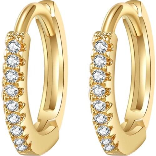 Tiny Trendy Cubic Zirconia Small Hoop Earrings Luxury Cz Stone Round Circle Earrings Tragus Cartilag Daith Body Piercing Jewelry