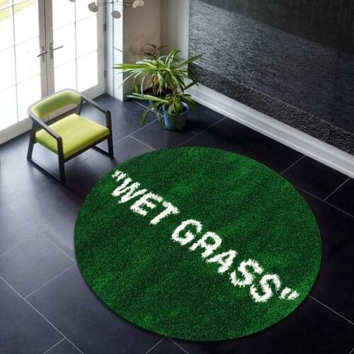 Wet Grass Pattern Round Rug, Green Round Carpet, Circle Area Rug, Modern Round Carpet, Popular Rug, Themed Rug, Home Decoration
