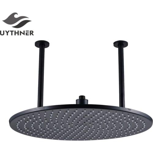 Matte Black Solid Brass 20 Inch Rainfall Shower Head Rain Top Shower Spray Head with Shower Arm Ceiling Mounted Rainfall Shower