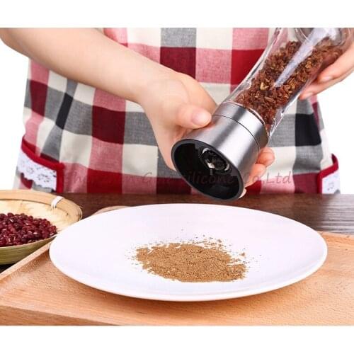 20pcs/lot Salt and Pepper Mill Grinder , Brushed Stainless Steel Salt and Pepper Mill - Glass Body with Adjustable Coarseness