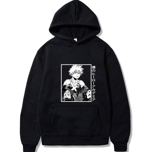 My Hero Academia Hoodies Pullovers Male Tops Sweatshirts Long Sleeves and Loose Men