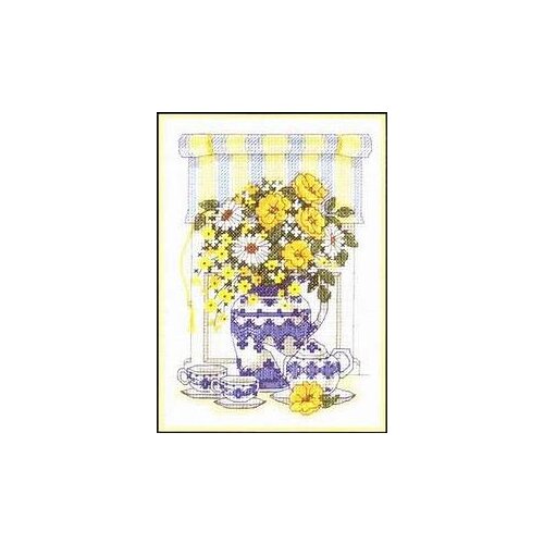 WY Lovely Counted Cross Stitch Kit Teatime Floral Yellow Flower Flowers Bouquet Vase dim 6790 06790