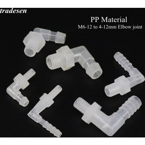 1pcs/lot M6~M12 Male Thread To 4~10mm Food Grade PP Elbow Connectors Aquarium Fish Tank Hose Joints Air Pump Aerator Fittings
