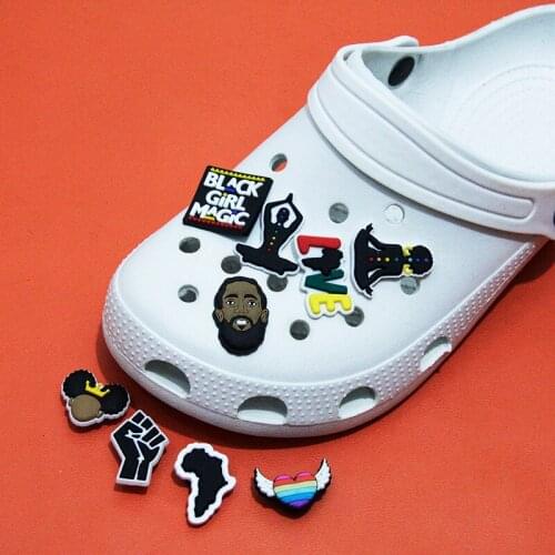1 Black Lifestyle Shoe Charm Black Slipper Accessories Adornment Suitable For Alligator Gibbs Party Gifts For Children