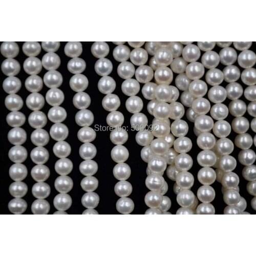 Wholesale 4 strands 6-7mm white genuine fresh water pearl strands