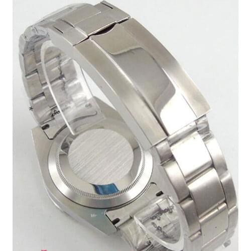 20MM Deployant Buckle Polished Watch Strap Stainless Steel Band Bracelet Fit for 40mm Automatic Movement Mens Watch