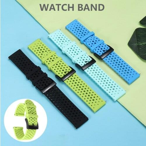 For Suunto 9 Silicone Watchbands Breathable Sport Strap Classic Steel Pin Buckle Wrist Band For Men Women Replacement Strap