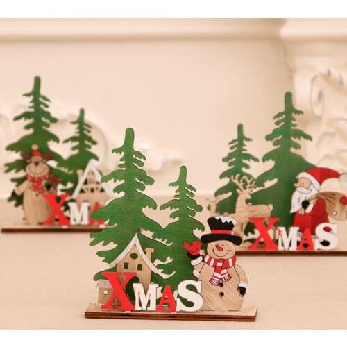Christmas Wooden DIY Assemblin Santa Claus Snowman Xmas Tree Decor Desktop Ornaments Decorations for Home 2021 kid Gift New Year