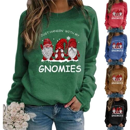 S-3XL Christmas Casual Outfit Women cute Short Doll Printed Long Sleeve Sweatshirt Round Neck Pullover Shirts Top Blouse blusas