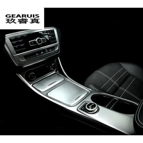 Car Styling Central Control decoration Stickers For Mercedes Benz CLA C117 GLA X156 Water Cup Storage panel Stainless Steel trim