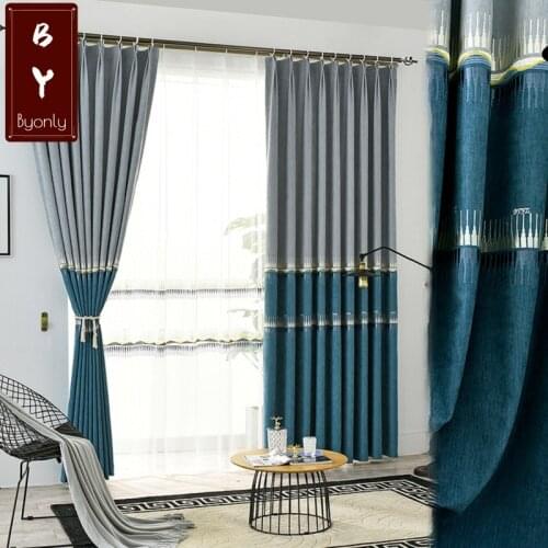 European-style Chenille Embroidered Curtain Fabric Shading Finished Customized Curtains for Living Dining Room Bedroom