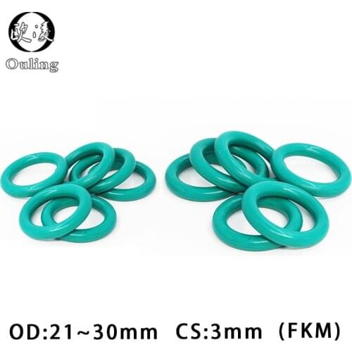 5PCS/lot Green FKM O-ring Seal OD21/22/23/24/25/26/27/28/29/30*3mm Thickness Rubber O Ring Oil Ring Fuel Gasket Washer