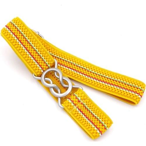 Candy Color Stripe 1 Inch Wide Kids Children Elastic Waist Striped Belt For Boys Girls