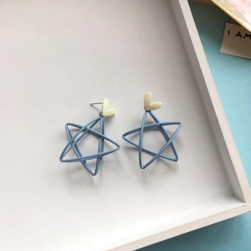 Funny Blue Big Star Earrings Dangle Creative Atmosphere Designer Earrings