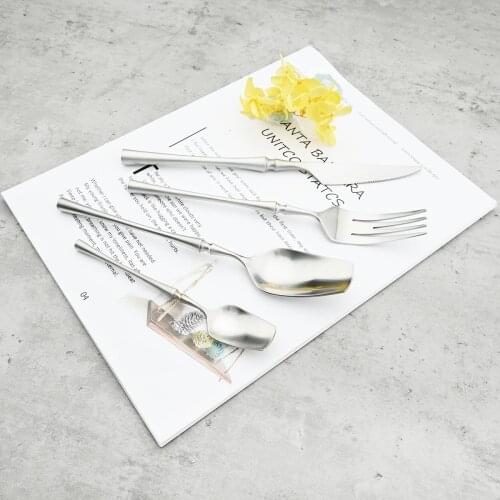 Western Matte Silver Tableware Knife Fork Coffee Spoon Dinnerware Set 304 Stainless Steel Cutlery Set Patry Kitchen Silverware
