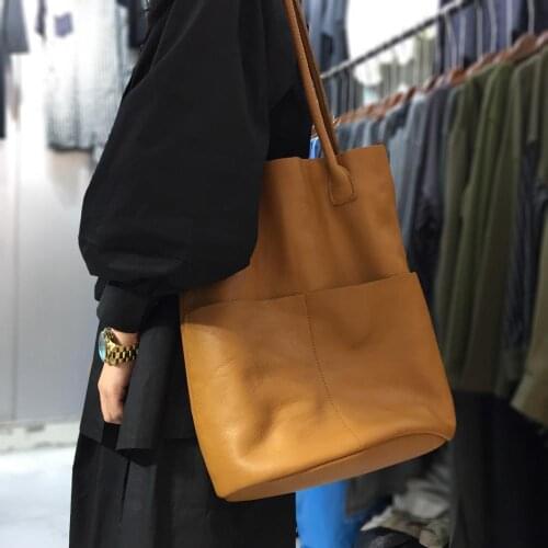 Ladies High Quality Real Leather Bags Women Shoulder Bag Vintage Soft Genuine Leather Handbags for Girl Big Cowhide Skin Tote