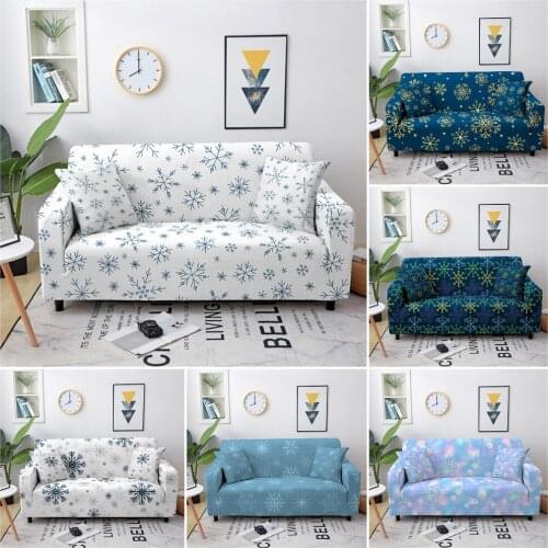 1/2/3/4 Seater Beauiful Snowflakes Elastic Sofa Cover For Living Room Anti-dust Sofa Slipcover Sectional Couch Cover Home Decor