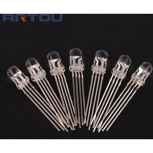 10PCS 5mm RGB Ultra Bright LED Common Cathode 3.1-3.3V Red Green Blue Three Color 4Pin