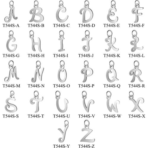 10pcs/lot 100% Stainless Steel A to Z Letter Pendant Bracelet Charms DIY Crafting Jewelry Making Handicraft Accessories