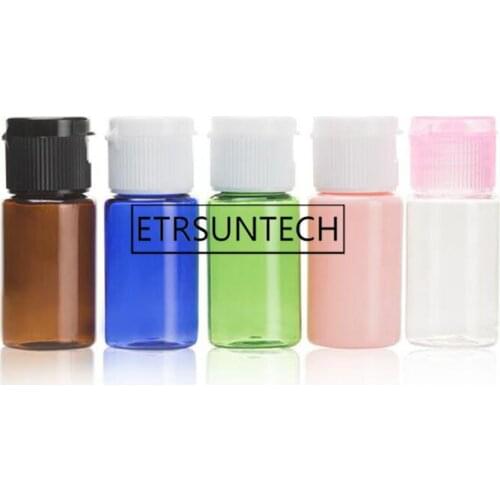 1000pcs 10ml Flat Cosmetic PET Bottle with Easy Cap Sample Refilling Plastic Bottles Sample Storage Bottle