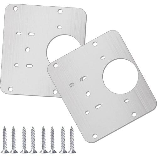 2Pcs Cabinet Door Hinge Repair Bracket Stainless Steel Hinge Repair Plate Kit Household Plane Fixing Bracket with 12 Screws