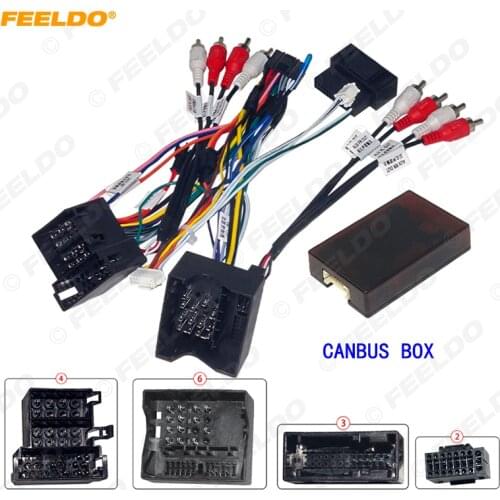 FEELDO Car Audio Android 16PIN Power Cable Adapter With Canbus Box For Audi 04-08 A3/A4/A6/TT Power Wiring Harness Radio Wire