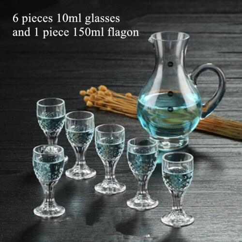White Wine Goblet 7 Pieces/set Shot Glasses And Flagon Set Nuptial Small Cup Dining Room Resturant Glass Cup