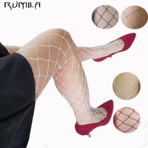 White red blue women high waist stocking fishnet club tights panty knitting net pantyhose trouser mesh lingerie TT016 1pcs