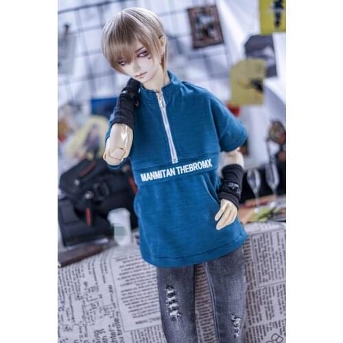 BJD doll dress suitable for1/3 1/4 Uncle Size short-sleeved shirt sport zipper top doll clothes doll accessories