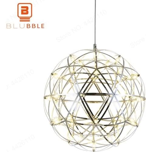 BLUBBLE Modern Spark Ball Pendant Lights fixture Firework Ball Pendant Lamp Stainless Steel AC 110-240V Loft Bedroom Hanlamp