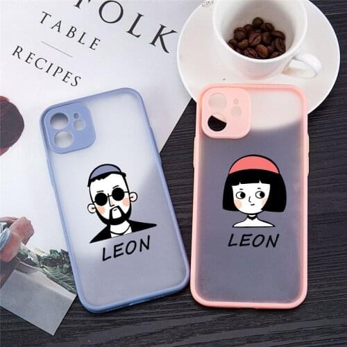 Cartoon Killer Leon Uncle Girl Couple Phone Case For iPhone 12 Pro MAX 11 XS X XR SE 20 7 8 6Plus Clear Hard Matte Cover Fundas