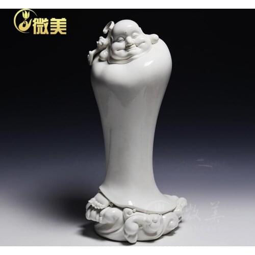 Dehua ceramics 18 inch Hannaford Maitreya station like Maitreya Buddha Buddha crafts Home Furnishing decoration
