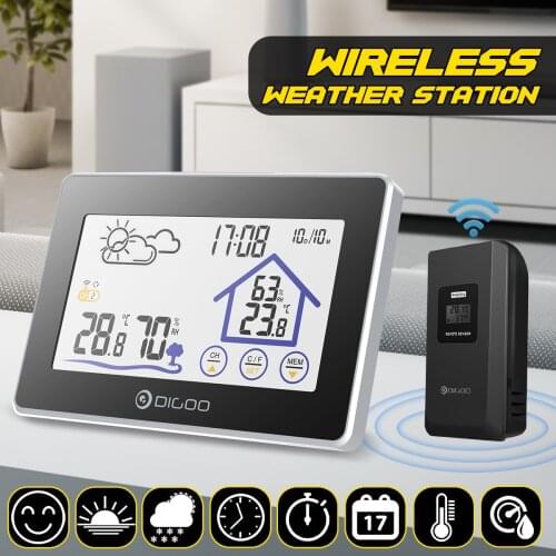 Digoo DG-TH8380 Wireless Touch Indoor Outdoor Weather Station Forecast Sensor Thermometer Hygrometer Meter Calendar Backlight