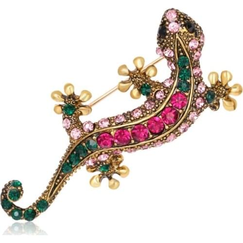 Europe and the United States new retro personality brooch Crystal from Austrian Shape Lizard gecko four claw snake corsage pin