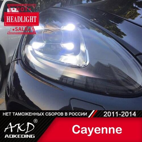 For Car Cayenne Head Lamp 2011-2014 Car Accessory Fog Lights Day Running Light DRL H7 LED Bi Xenon Bulb Porsche Headlights