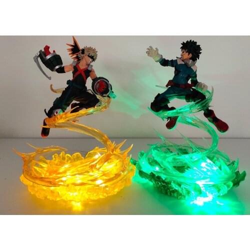 My Hero Academia Figure Bakugou Katsuki VS Midoriya Izuku DIY Model LED Light Action Figures Anime Boku no Hero Academia Toys