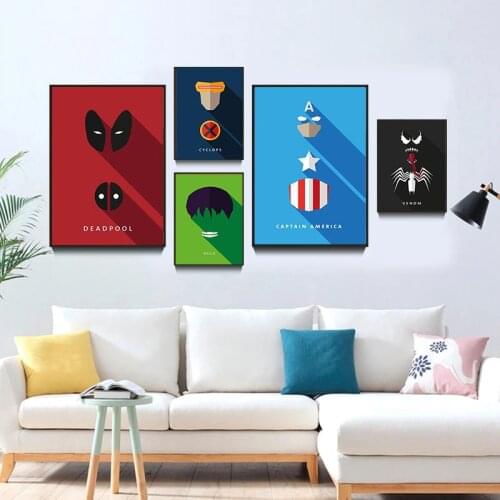 Superhero Comic Canvas Painting Marvel Avengers Wall Art Posters and Prints Pictures for Kids Bedroom Living Room Decor