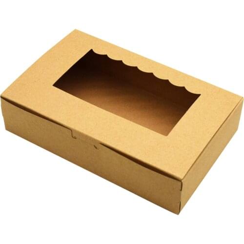 Naturally Kraft Bakery Pie Box With PVC Window Large Cookie Box for Cake Pastries JAN88