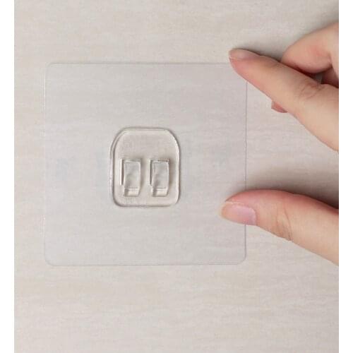 4Pcs Plastic Transparent Seamless Adhesive Hooks Wall Rack Traceless Hooks Waterproof Storage Hanger Household Kitchen Supplies