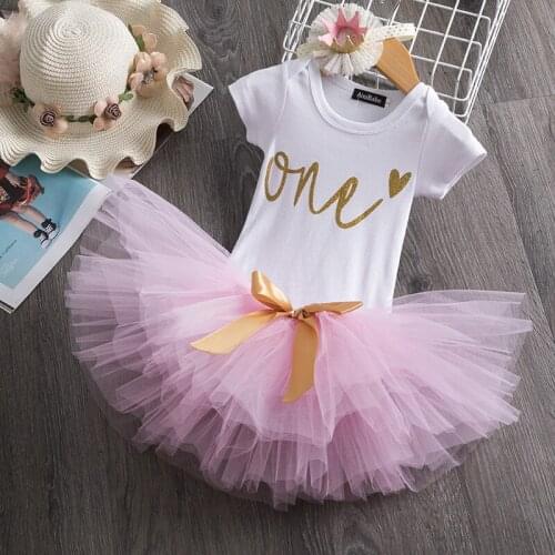 Summer Newborn Baby Girls Dresses One Year Infant Kids First Birthday Party Clothes Christening Gown Toddler Children Clothing
