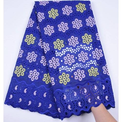 Hot Selling 100% Cotton African Dry Lace Fabric With Stones Blue Dubai Lace Fabric High Quality Swiss Voile In Switzerland S1723