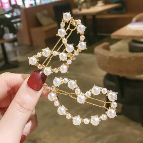 Fashion Imitation Pearl Hair Clip Metal Hairclip Elegant Barrette Bobby Hair Pins Wedding Girl Hair Clip Hair Barrette for Women
