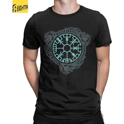 Mens Vegvisir Viking Runes Dragons T Shirts Pure Cotton Clothes Vintage Short Sleeve Crew Neck Tee Shirt Gift Idea T-Shirts